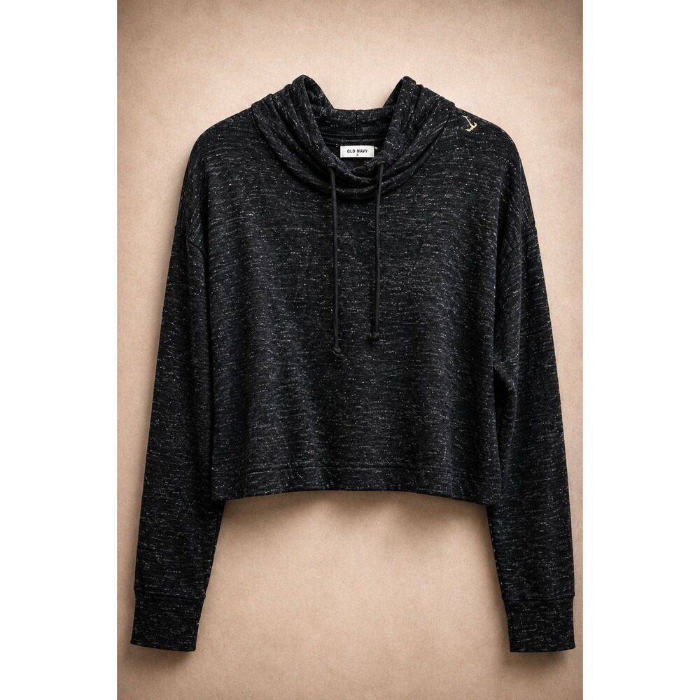 Cropped Cowl Neck Heather Lounge Top Gym Casual Sweatshirt Womens Small
